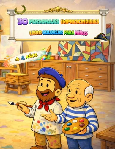 30 PERSONAJES IMPRESCINDIBLES. LIBRO COLOREAR PARA NIÑOS: APRENDE Y COLOREA CON ALFIE