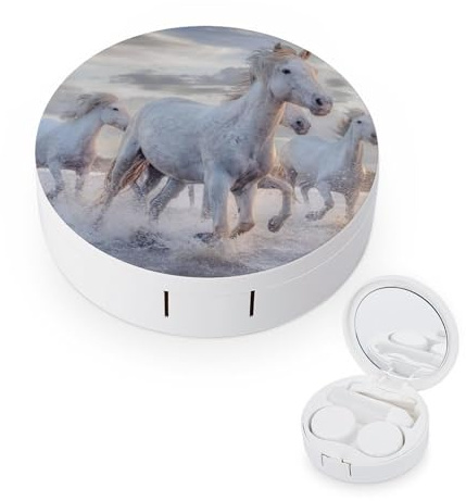 fkgvwo Contact Lens Case White Horse Contact Lens Holder Box Container Soak Storage Kit