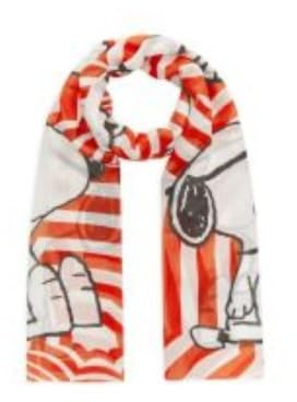 CODELLO X Peanuts luftiger Schal mit Snoopy-Motiven, Rot-Mehrfarbig