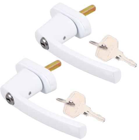 INOOMP Manijas para Ventana de Aleación de Aluminio con Cerradura y Llave, 2 Juegos, Diseño Simple y Práctico para Ventanas de Color Claro Abatibles Color Aleatorio