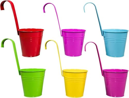 Riyashop 3er & 6er Set Blumentopf Hängetopf Pflanztopf töpfe Blumen Kräutertopf Zink bunt (Bunt, 3er Set)