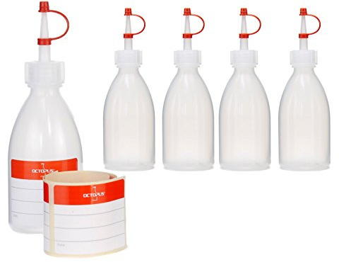 Octopus Spritzflaschen 100 ml aus LDPE mit Dosierspitze und Schutzkappe | Für Klebstoffe, Tinten, Farben und Modellbau, ermöglicht punktgenaues Auftragen feiner Linien und kleiner Mengen
