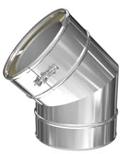 Edelstahlschornstein Schornstein Winkel/Bogen DW 150 inkl. Klemmband 45 Grad