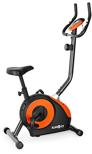 Klarfit Heimtrainer Fahrrad für Ausdauertraining, Heimtrainer mit Pulsmesser, Leiser Hometrainer, Beintrainer für Zuhause, mit Trainingscomputer, max.100kg Körpergewicht, Orange-Schwarz