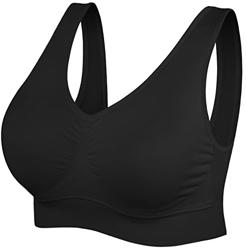 SIMIYA BH Damen ohne Bügel Bustier Damen große Brüste Schlaf BH Push up Sport BH gepolstert Bralette(Schwarz,4XL)