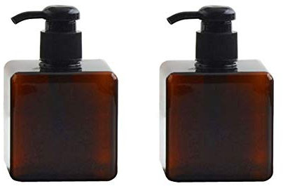 250 ml 8 oz lotiondispenser flaska resebehållare fyrkantig plast tom påfyllningsbar handtvål kosmetisk pumpflaska för schampo dusch gel handsprit 2-pack (brun)