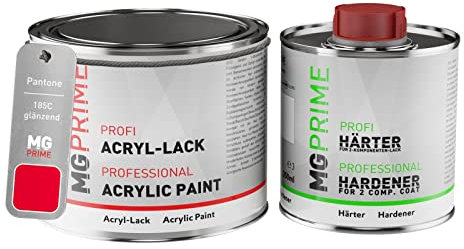 Pantone 185C Red Peinture acrylique brillante Pot de 0,75 litre / 750 ml, y compris le durcisseur