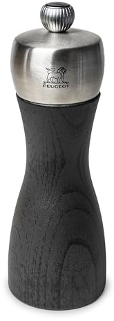 Peugeot Pfeffermühle Fidji 15 cm Graphit I Hochwertige Pfeffermühle manuell aus PEFC-zertifiziertem Holz I Mit individueller Einstellung des Mahlgrades I Küchenzubehör, Graphite