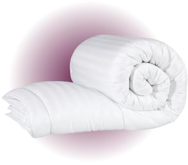 MHG Living 18 Tog Ultra Warm Winter Duvet – Super King (260x220cm) Thick Heavyweight Quilt for Freezing Nights – Soft Stripe Microfibre – Hypoallergenic Hollowfibre Filling – Machine Washable Bedding