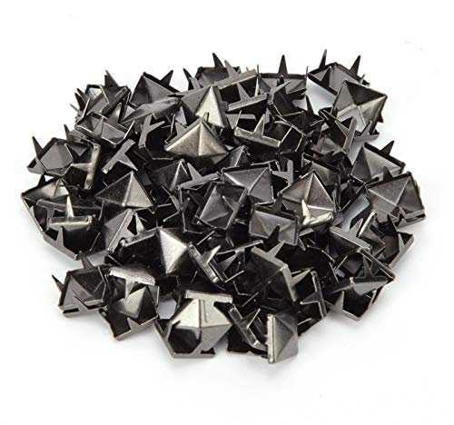 100 Stück 9mm Quadratische Nieten, Pyramidenförmiger Punknietbolzen, 4 Klauen Quadratische Nieten Kupfernieten für DIY-Dekoration(Pistolenfarbe)