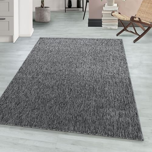 Teppium Moderner Kurzflor Teppich Wohnzimmer 300x400 (280 x 370 cm) Grau - Waschbarer Teppich Meliert, Flauschig, Weich und Einfarbig - für Schlafzimmer, Esszimmer oder Küche