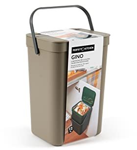 Perfetto Organischer Abfalleimer mit Gino – 12 l – Trüffel