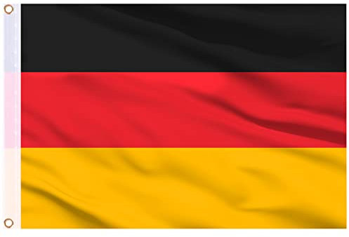 AhfuLife Deutschland Flagge 90 x 150 cm für Damen EM Deko 2025, 1 Stück Deutsche Fahne Leuchtenden Farben mit Messing-Ösen, Deutsche Flagge für Fußball Frauen EM 2025 Eurovision WM Bar Party Deko