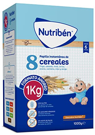 Nutribén | Papilla Instantánea 8 Cereales | 1kg | Sin azúcares añadidos | Sin Aceite de Palma