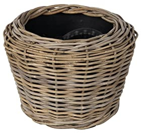 Rattan Kobo Indoor Outdoor Planter Basket with Plastic Pot Small 25-Gallon Soil Capacity