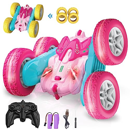 seveclotree 4WD 2.4 Ghz Fernbedienung RC Stunt Autos,Geschenke für Jungen Kinder Mädchen