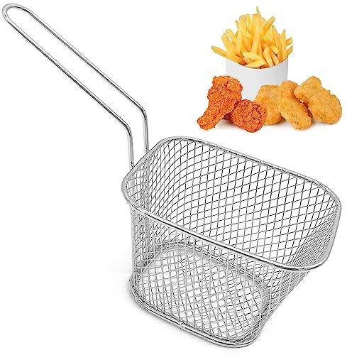 5 Pezzi Cestino per Friggere Piccolo Cestino per Friggitrice in Acciaio Inox Mini Cestino per Patatine Fritte con Manico Cestino per Friggere per Pata