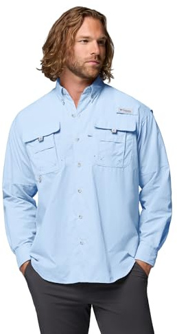 Columbia Mens PFG Bahama II Long Sleeve Fishing Shirt, Sail, XX-Large