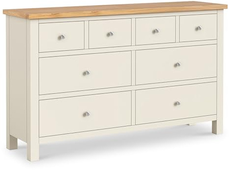 RoselandFurniture Farro XL Cream 8 Drawer Chest of Drawers for Bedroom
