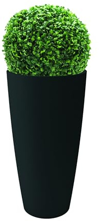 Nicoli Fioriera da Esterno o Interno STYLE 38x85 cm con Cachepot Estraibile (Nero, 38 x 85 cm, Vaso + Bosso)