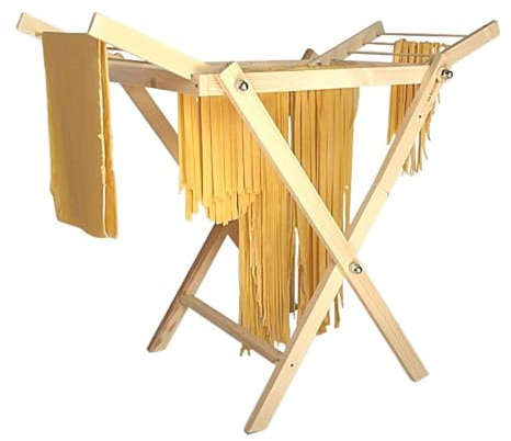 Essiccatore Stendi Pieghevole per Pasta Fresca Bagnata Fatta in Casa, Spaghetti, Tagliatelle Noodle Domestico, Essiccatore Scola Pasta in Legno, Compatto Facile da Pulire, Apri E Chiudi Pieghevole