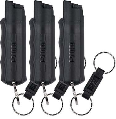SABRE Pepper Spray - Quick Release Keychain for Easy Carry & Fast Access, Max Police Strength Self Defense OC Spray With UV Dye, 10 Sec. Spray Time, Finger Grip - Faster Aim, 0.54 fl oz, Secure Safety