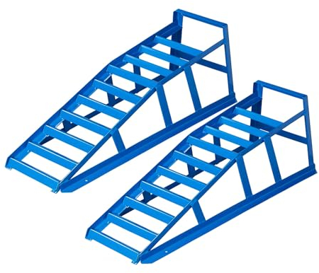 2X Auffahrrampe 1250Kg Stahl Auffahrkeil PKW Wohnmobil Rampe Keil Spurbreite bis 21cm Auffahböcke