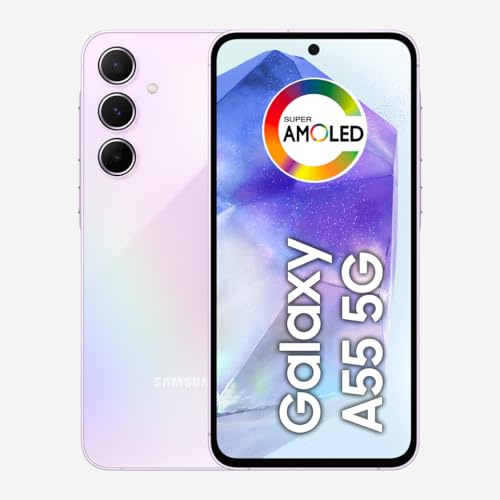 Samsung Galaxy A55 5G, tripla fotocamera posteriore fino a 50 MP, selfie da 32 MP, grafica notturna, gomma a oggetti, design in metallo e vetro, IP67, Super AMOLED 16,8 cm, 120 Hz, Vision Booster, 256