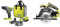 Ryobi - Perceuse-visseuse à percussion 18V ONE+ avec 1 batterie Lithium+ 2,0 Ah & 1 batterie Lithium+ 4,0 Ah - R18PD2-242S & Scie circulaire 18 Volts ONE+, diamètre 150 mm + lame - R18CSP-0