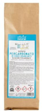 Officina Naturae | Solara Percarbonato Sbiancante, Addolcisce l'Acqua, Sbianca e Igienizza Bucato e Stoviglie, Migliora il Lavaggio con Poco Detersivo, 500g