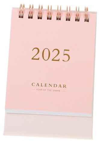 VILLFUL Calendario de Escritorio Pequeño 2024-2025 con Espiral Y Vista Mensual en Formato Tarjeta