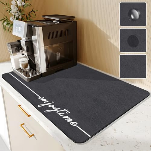 Santentre Alfombrilla Escurreplatos, 60 x 40cm Súper Absorbente Alfombrilla Secado de Platos, Alfombrilla Fregadero Cocina Ocultar Mancha, Bayeta Escurreplatos para Cafetera, Escurridor de Platos