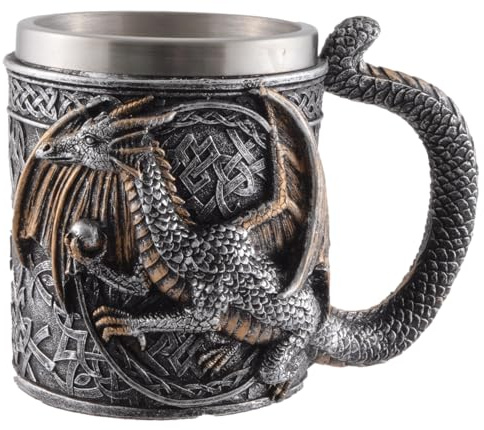 VOGLER Joh. Vogler GmbH Chope dragon en pierre artificielle, avec insert en acier inoxydable, amovible, volume : 450 ml