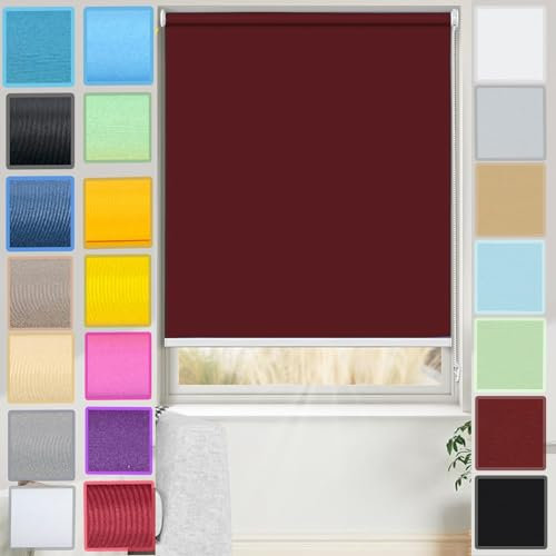 Verdunklungs-Raffrollo, Thermo-Raffrollo, 90 x 140 cm, mehrere Farben/Größen, tragbar, für Reisen/Schlafzimmer, Rot