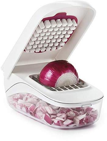 Onion Chopper Vegetable Chopper Vegetable Cutter, Container with Easy Pour Opening and Dicer, Kitchen Tools for Cutting Vegetables and Fruits, White