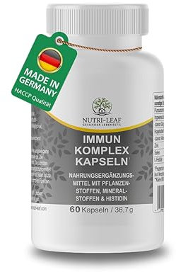 Booster immunitaire - Renforcer le système immunitaire avec des gélules immunitaires complexes - Multivitamine avec zinc, vitamine C, sélénium, échinacée - Énergie & Défenses - 613 mg - Nutri-Leaf