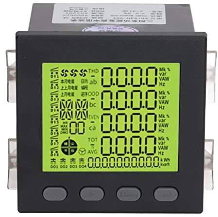 Qukaim Compteur d'énergie triphasé 3 phases - Compteur d'énergie multifonction - Moniteur d'utilisation électrique pour plage AC380 V 5 A - AC220 V - Affichage numérique