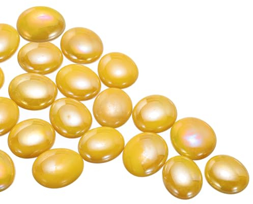 QUARKZMAN Perle di Vetro, Gemme di Vetro Piatte Luminose Gialle 0,22 Libbre (0,47-0,87) Marbles di Vetro Ciottoli per Riempitivi di Vasi Decorazioni per Acquari Fai da Te Artigianato