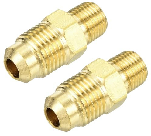 sourcing map 2 raccordi per tubi in ottone, 5/16O.D x 1/8NPT, adattatori per tubi svasati, connettori riduttori, adattatori per gas a metà unione, per connessioni di tubi, idraulica, refrigerazione