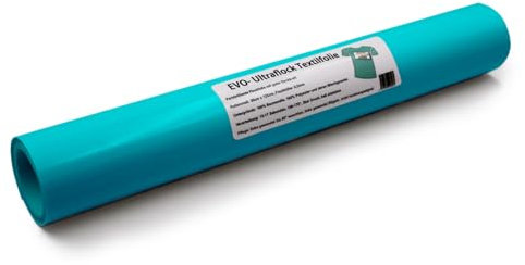 Finest Folia Evo Ultraflock – Pellicola flock per plotter, 33 colori, formato A4 (30×20 cm), per tessuti, magliette e accessori (026 Turchese, Rotolo 30cm x 125cm)