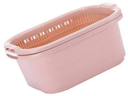 Double Layer Drain Basket for Sink Pink Pp Fast Drainage