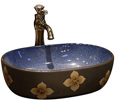 SnamicE Ovales Aufsatzwaschbecken, Aufsatzwaschbecken aus Porzellan und Keramik für Badezimmer, kleines Geschenk,