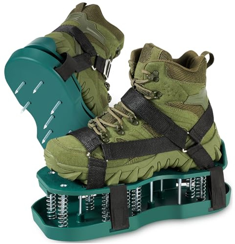 Lawn Aerator Shoes with Spring Base,Free-Installation Grass Aeration Air Tool,Soil Aerator Adjustable Straps Automatic Cleaning of Dirt Aeration Shoes for Yard Patio Garden