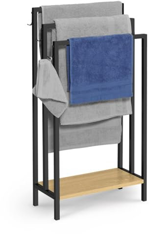IDMarket - Porte-Serviettes sur Pied 3 Niveaux Detroit avec étagère Design Industriel