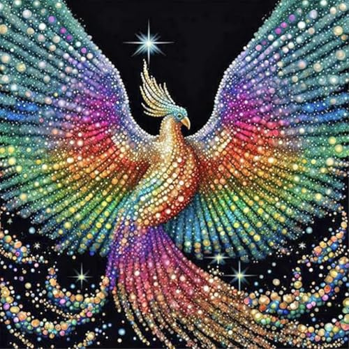 Frizlryem Diamond Painting, Phönix 5D Diamond Painting Set für Erwachsene und Anfänger, DIY Blitz Diamant Painting Bilder, 30x30cm, Mosaikherstellung Bastelset für Haus Wand Dekoration