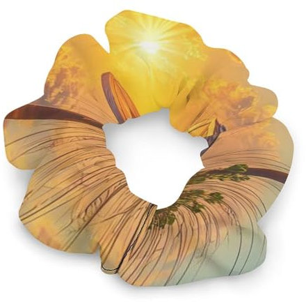 Palm Tree Sunset Beach Colorful Scrunchies for Women Soft Cute Elastic Hair Bands Ponytail Holders