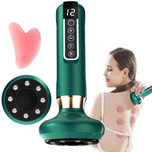 Glow Fit 2.0 Cellulite Massager, Cellulite MassagegeräT, 12 Speed Cupping Device, Electric Body Massager, LED Display, Adjustable Hand Massagers, for Stomach, Waist, Arms, Legs (Dunkelgrün)
