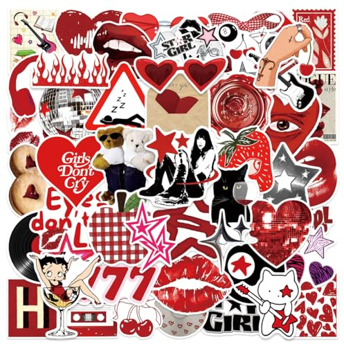 50PCS Downtown Y2K Girls Aesthetic Stickers for Journal Laptop Luggage Water Bottles Computer Skateboard Scrapbook Guitar Phone Motorcycle,Cool Trendy Waterproof Decals for Teens Adults