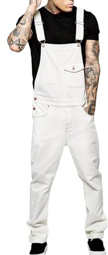 RUMAOZIA Salopette de travail pour homme - Salopette de protection pour toutes les saisons - Salopette en jean - Salopette et bretelles - Salopette et bretelles - Pantalon de travail, Z012 blanc, 3XL