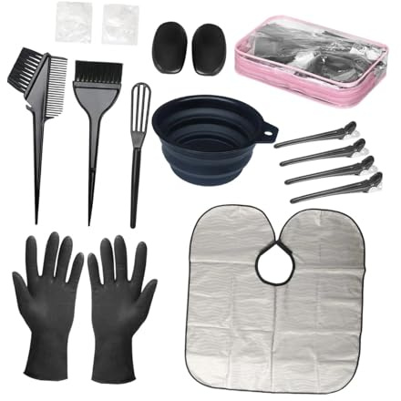 DEVNWIGMO Kit de Tinte para El Cabello Profesional con Guantes, Cepillo Y Recipiente, Accesorios para Teñir El Cabello, Rosa